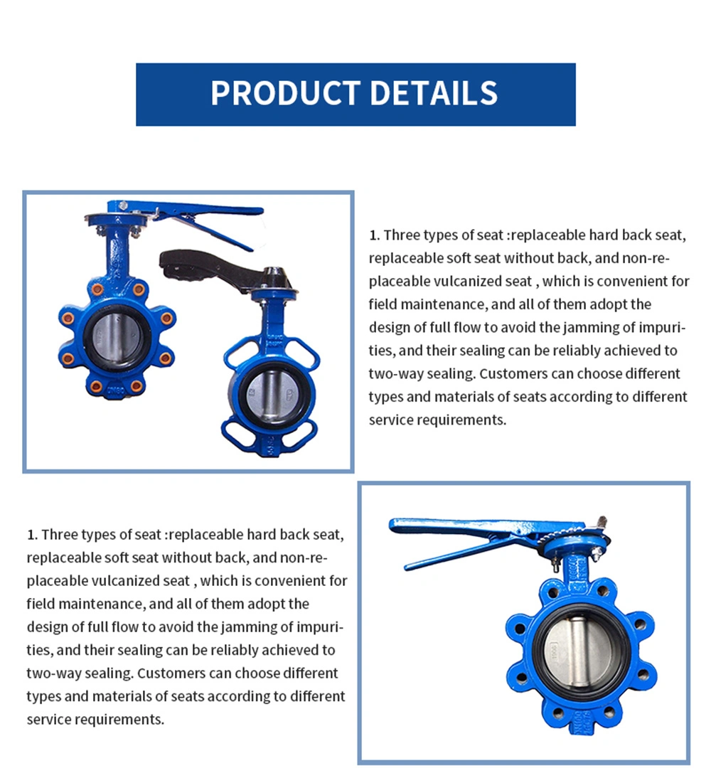 API CE Factory Wafer Lug Type Center Soft Seat Lined Butterfly Valve