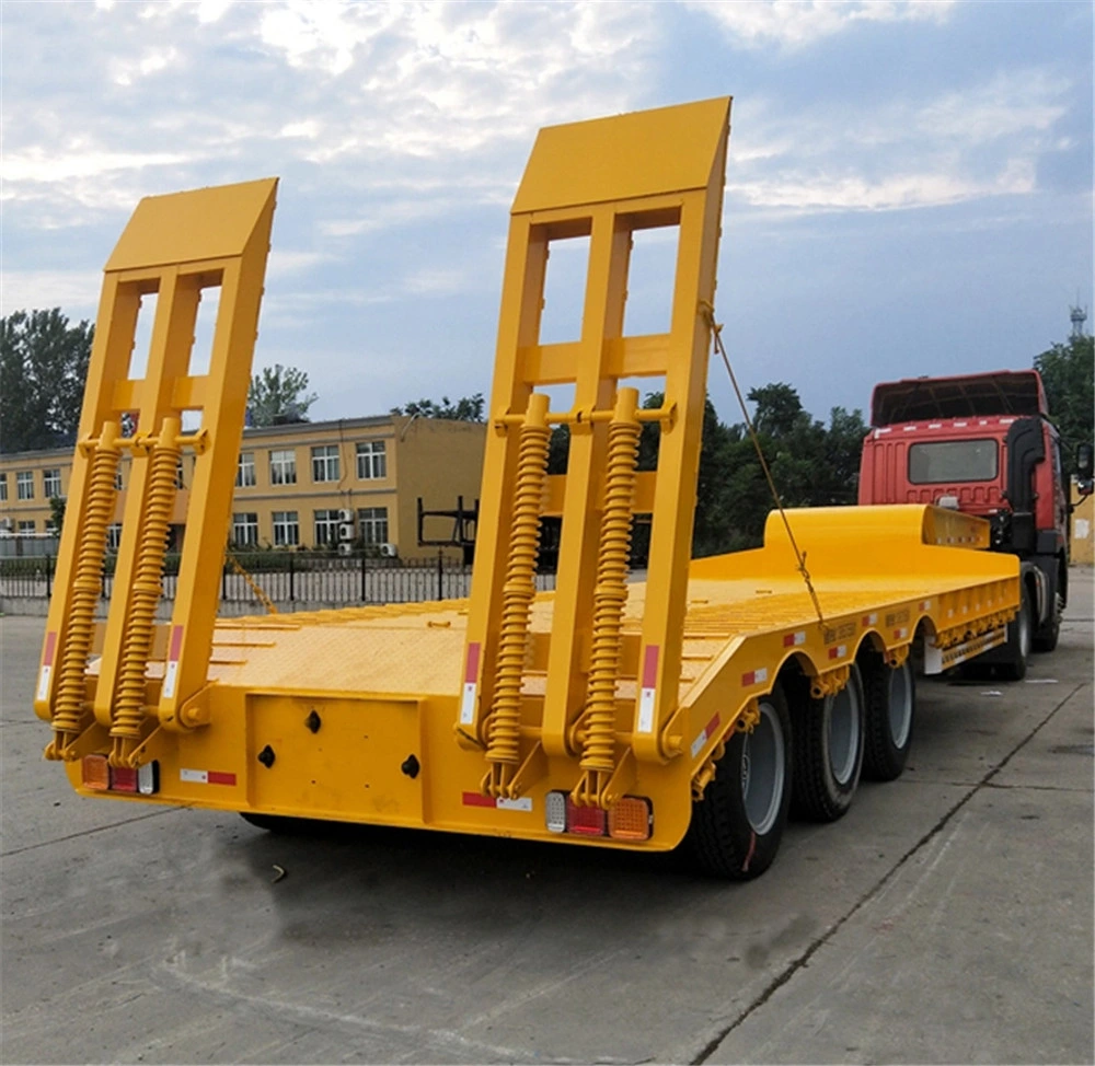 New 3 Axles Ton Low Bed Low Loader Semi Trailer for Excavator Transport