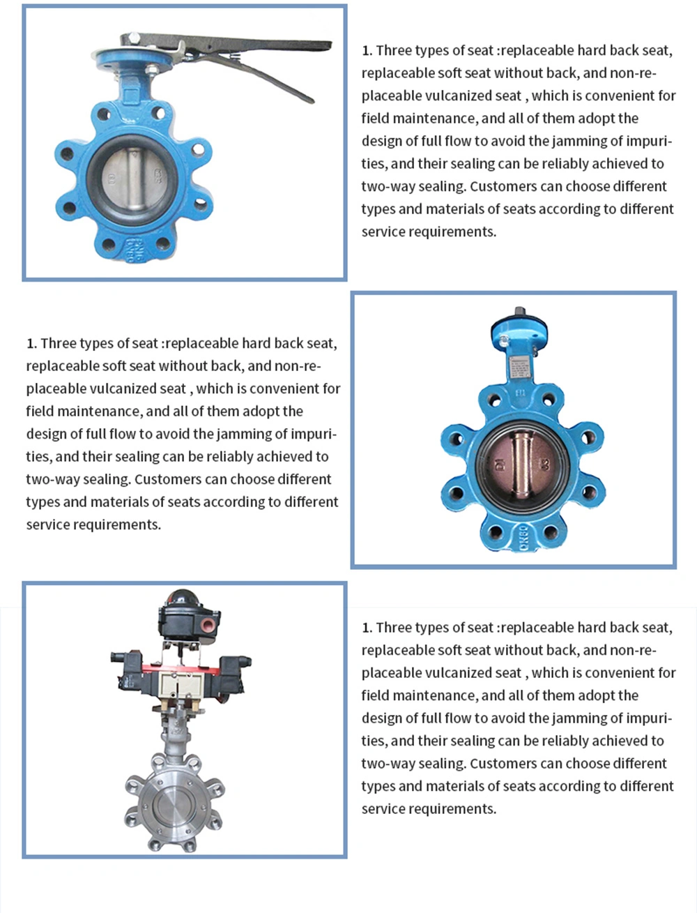 Soft Seat Stainless Steel 316 Full Lug Butterfly Valve with Lever